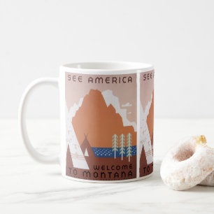 Mug Voyez l'Amérique Bienvenue au Montana, Voyage Vint