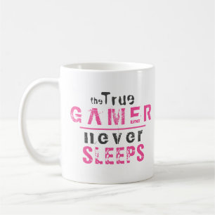Mug Vrai Joueur Ne Dort Jamais Rose Fille Joueuse