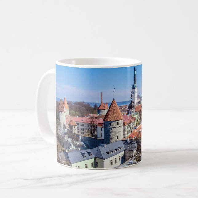 Mug Vue aérienne du centre-ville de Tallinn (Devant gauche)