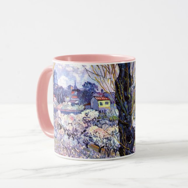 Mug Vue d'Arles, vergers à fleurs - Van Gogh Art (Devant gauche)