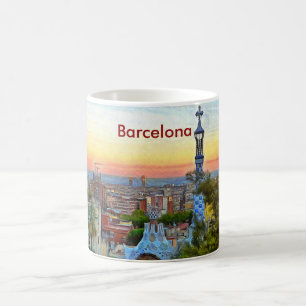 Mug Vue de Barcelone au coucher du soleil du parc