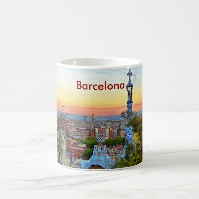 Mug Vue de Barcelone au coucher du soleil du parc (Centre)
