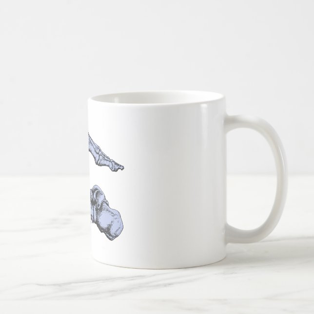 Mug Vue de côté des os des pieds - profondément bleu (Droite)