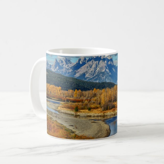 Mug Vue de la rivière Grand Teton Mountains à l'automn (Devant gauche)