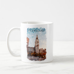 Mug Vue de la ville de Cleveland Ohio Watercolor
