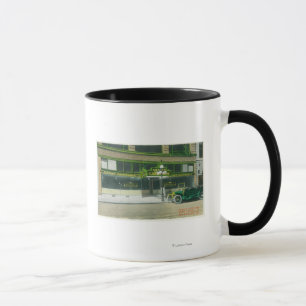 Mug Vue extérieure du cafétéria de coucher du soleil