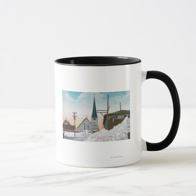 Mug Vue hivernale de l'avenue Steadman couverte de nei (Droite)