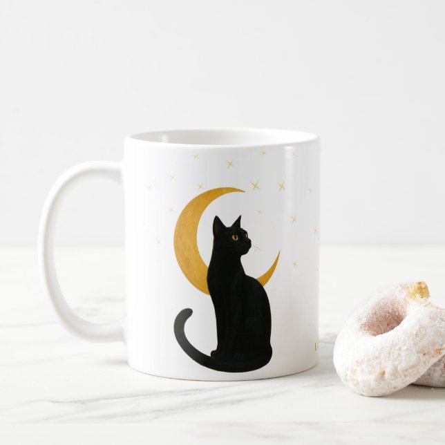 Mug Watcher of the Night - Carte Chat Noir Halloween (Avec donut)