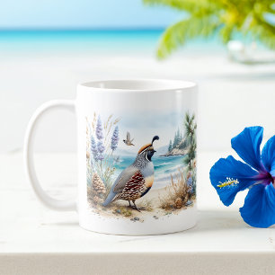 Mug Watercolor California Quail