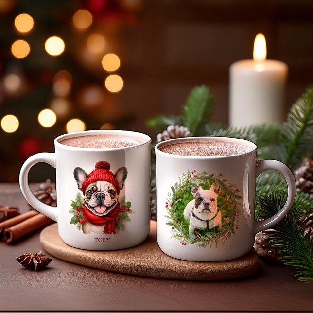 Mug Watercolor Christmas French Bulldog (Créateur téléchargé)