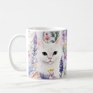 Mug Watercolor Floral Cats Papiers numériques