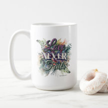 Watercolor Floral Love Never Fails Scripture
