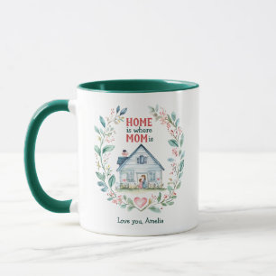 Mug Watercolor Home est l'endroit où Maman est personn