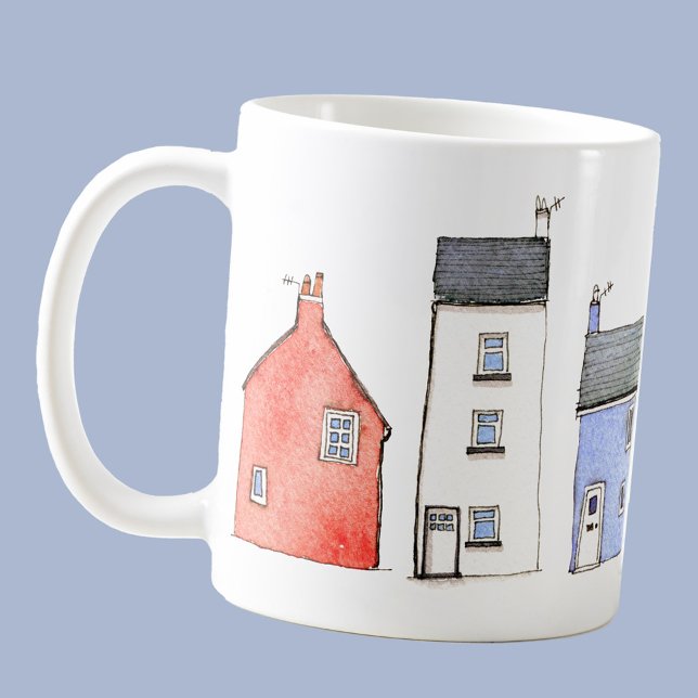 Mug Watercolor House Art (Watercolor house art coffee mug for real estate letting agent client customer gift)