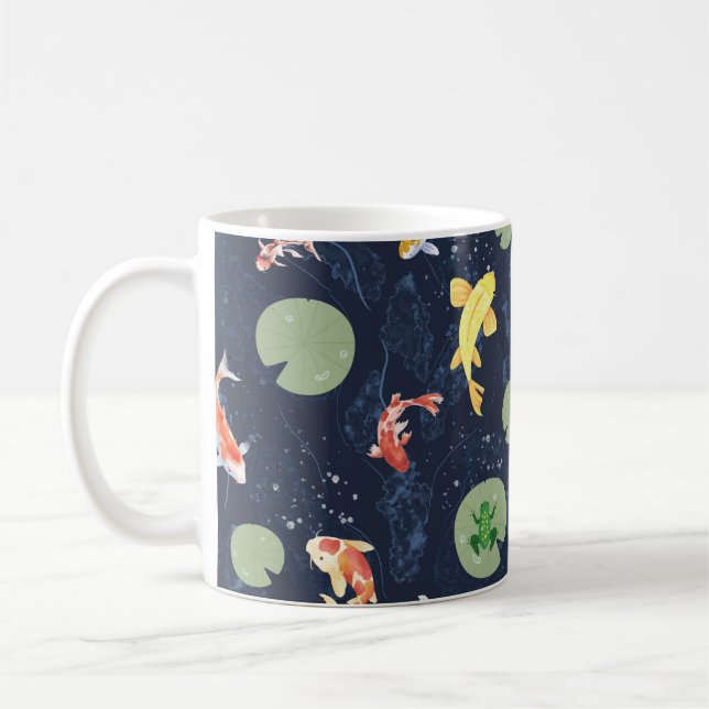 Mug Watercolor Koi Fish Pond Seamless Pattern (Gauche)