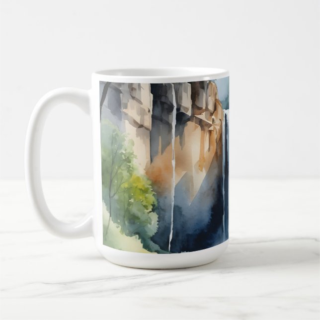 Mug Watercolor painted waterfall (Gauche)