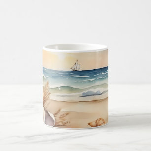 Mug Watercolor Phare et plage