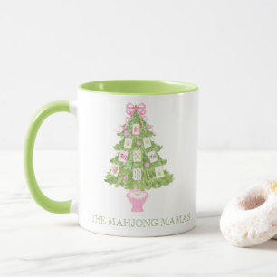 Mug Watercolor Pink Mahjong Christmas Tree Party