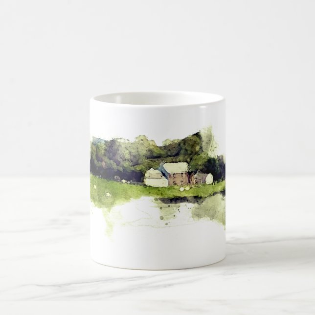 Mug Watercolor Scottish Farmhouse with Sheep (Centre)