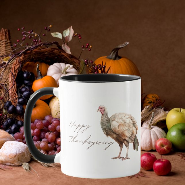 Mug Watercolor Turquie Bon thanksgiving (Créateur téléchargé)