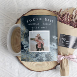 Mug Watercolor Waves Coastal Enregistrer La Date Photo