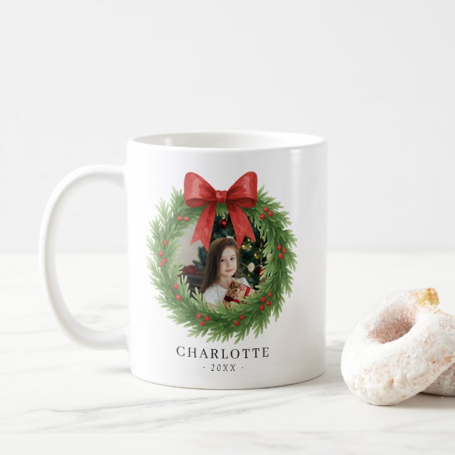 Mug Watercolor Wirath Photo Noël moderne (Avec donut)