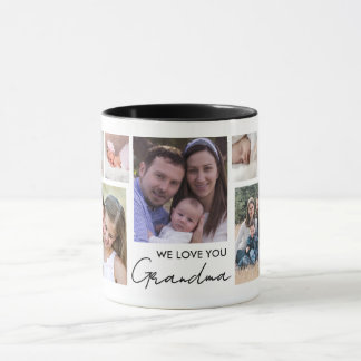 Mug We Love You Grandma 13 Photo Collage White