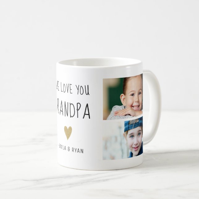 Mug We Love You Grandpa Grandkids 3 Photo Collage   (Devant droit)