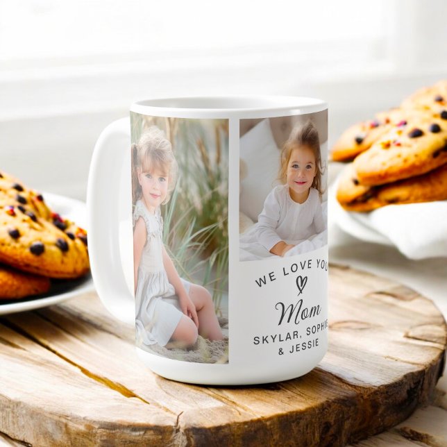 Mug We Love You Mom Childrens Photo Collage (Personalize this mug with your selected photos and text for a thoughtful gift for Mom.)