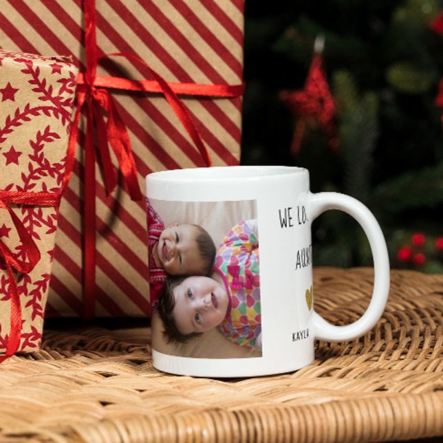 Mug We Love You Tante 2 Photo Collage (We Love You Auntie 2 Photo Collage Coffee Mug Best Holiday Or Birthday Gift for Aunt)
