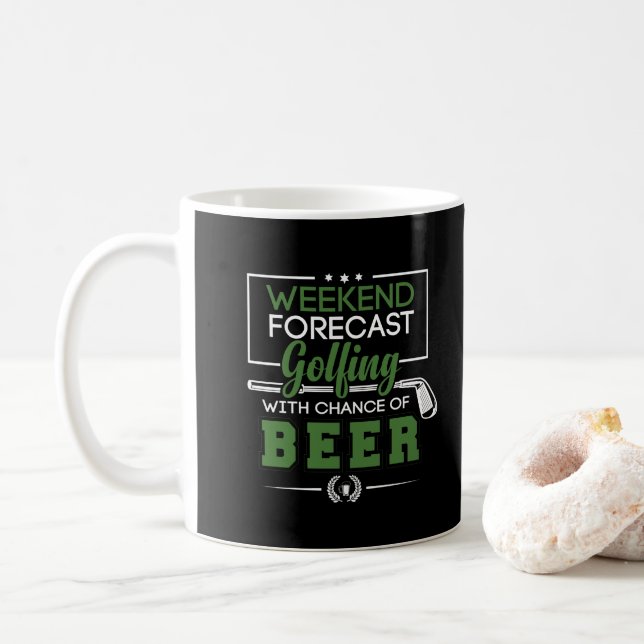 Mug Weekend Forecing Golfing with Chance of BEER drôle (Avec donut)