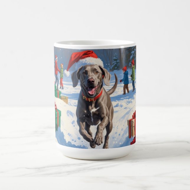 Mug Weimaraner coule en neige avec le Casquette de Noë (Centre)