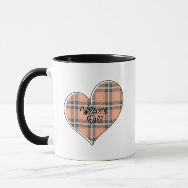 Mug Welcome Fall Plaid Heart (Gauche)