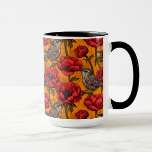 Mug Wens dans un jardin d'anémones rouges