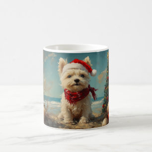 Mug West Highland White Terrier Dog Christmas Beach
