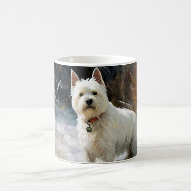 Mug West Highland White Terrier Laissons neiger Noël (Centre)