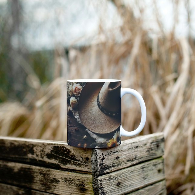 Mug Western Cowboy Casquette avec fleurs (Créateur téléchargé)