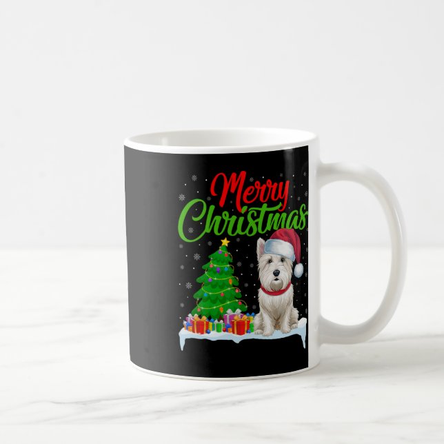 Mug Westie Chien de Noël Lumières de l'arbre de Noël F (Droite)