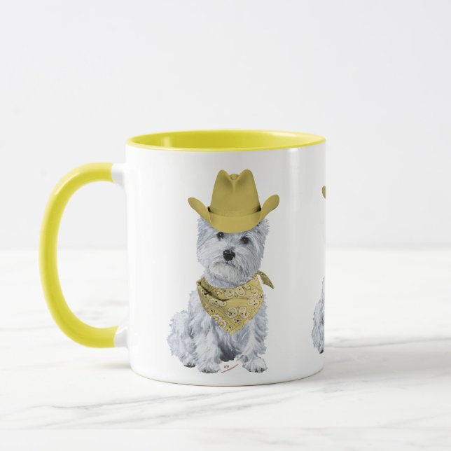 Mug Westie Cowboy en jaune (Gauche)