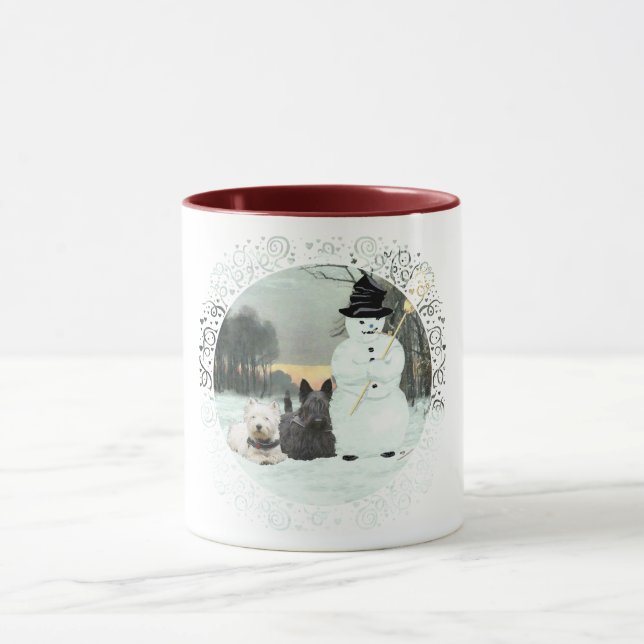 Mug Westie & Scottie Construire un Snowman (Centre)
