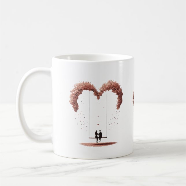 Mug Where Love Gently Falls Petals Between Two Hearts  (Gauche)