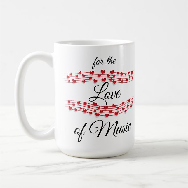 Mug Whimsical coeurs musique "Pour l'amour de la musiq (Gauche)