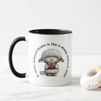 Mug Whimsical Cute Sheep Reading a Book