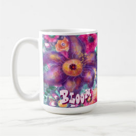 Mug Whimsical Floral Abstract Art Teal Personalized 