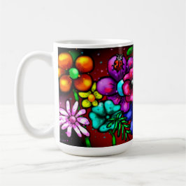 Mug Whimsical Graffiti-Style Floral Flowers Ladybug