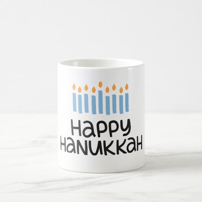 Mug Whimsical Happy Hanoukka fun typographie (Centre)