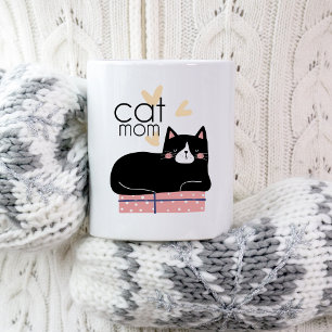 Mug Whimsical Modern Chat Maman Fun Typographie