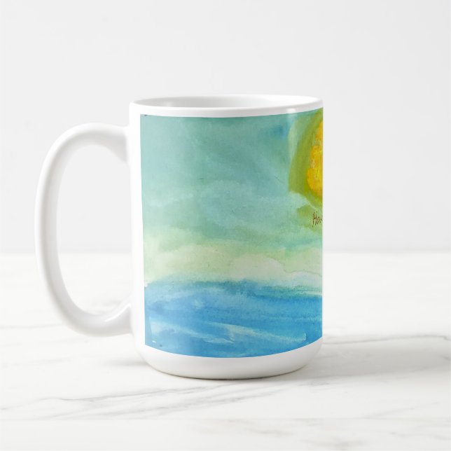 Mug Whimsical Naive Art Sun Landscape (Gauche)
