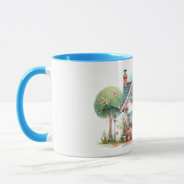 Mug Whimsical Pastel Fairy Tale Cottage Art (Gauche)