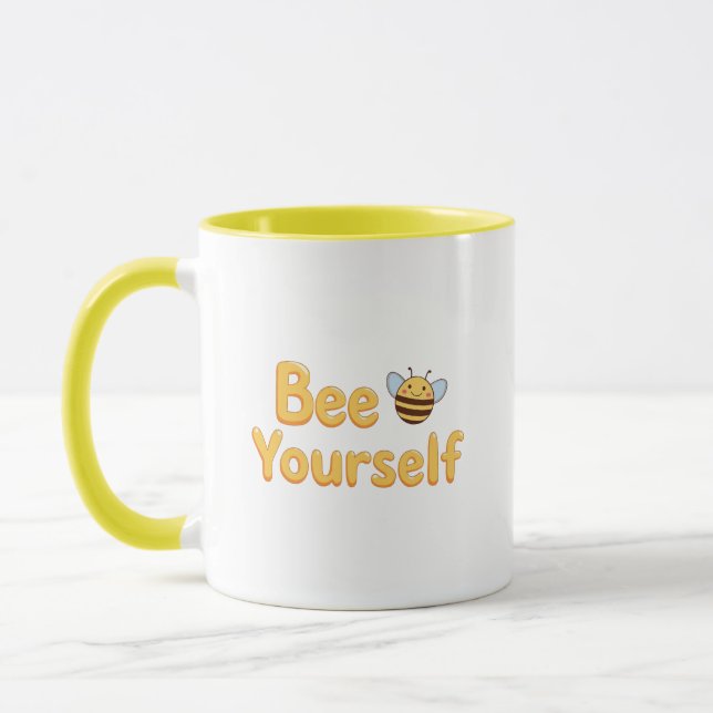 Mug Whimsical Yellow Bumblebee and Quote (Gauche)